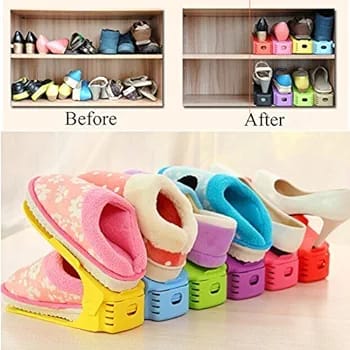 Pack of 2 Double Layer Adjustable Shoe Organizer Stand | Space Saving Shoe Rack Holder for Closet & Home