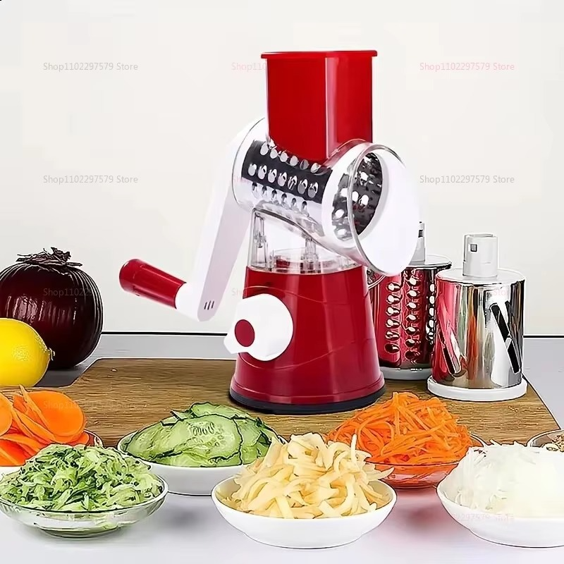 3-in-1 Manual Vegetable Cutter & Slicer Machine - Multifunctional Kitchen Cheese Chopper & Potato Shredder (Random Color)