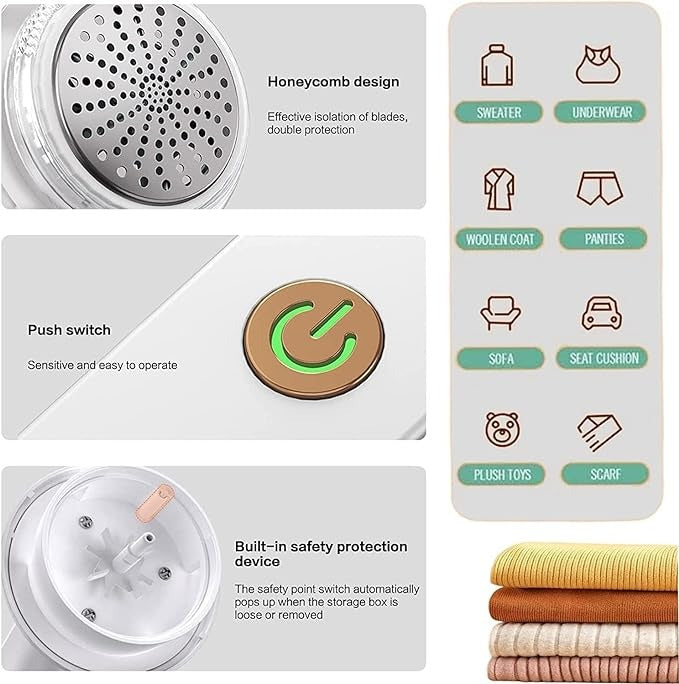Rechargeable Electric Lint Remover Machine - Fabric Shaver & Clothes Trimmer To Remove Bhoor / Fuzz From Sweaters & Coats