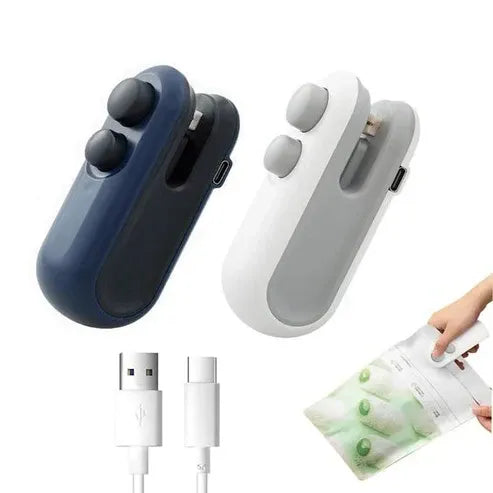 Portable Rechargeable Mini Bag Sealer – 2-in-1 Handheld Heat Sealer & Cutter for Food Storage