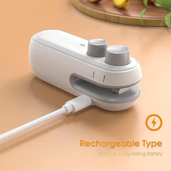 Portable Rechargeable Mini Bag Sealer – 2-in-1 Handheld Heat Sealer & Cutter for Food Storage