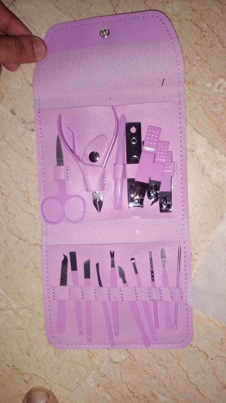 16-in-1 Stainless Steel Nail Care Kit | Professional Manicure, Pedicure & Ear Care Set With Leather Case (Random Color) ✨ 💅