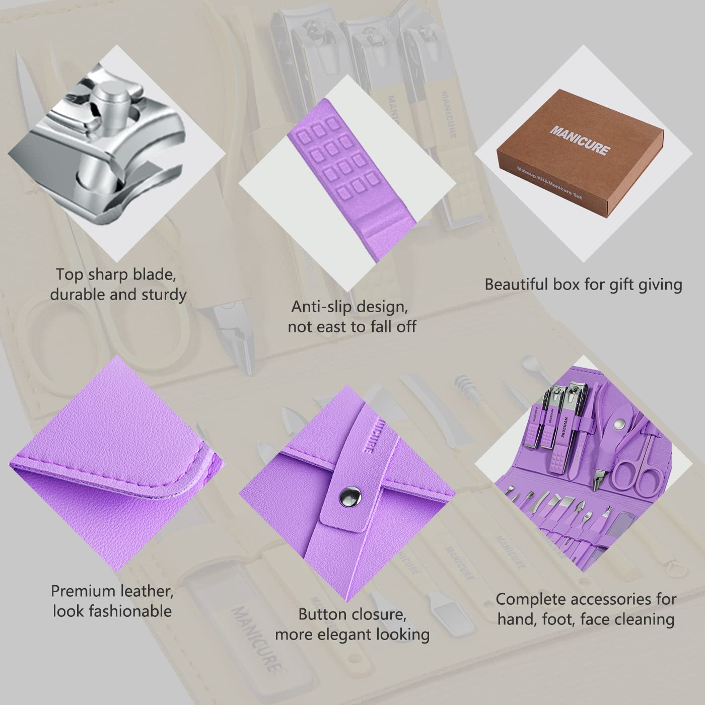 16-in-1 Stainless Steel Nail Care Kit | Professional Manicure, Pedicure & Ear Care Set With Leather Case (Random Color) ✨ 💅