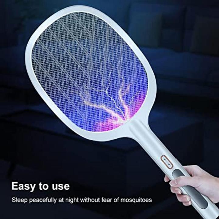 Rechargeable Mosquito Killer Bat with Stand – USB Electric Insect Zapper & Fly Swatter (Random Color)