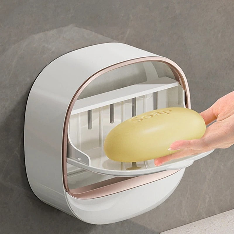 🧼✨ Premium Wall-Mounted Flip Soap Box (Random Luxury Color) | 🛑 Punch-Free Install, Prevents Soggy Soap & Decorates Bathroom! 🛁🏠🔥