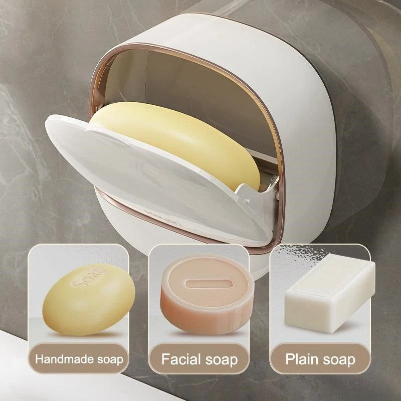 🧼✨ Premium Wall-Mounted Flip Soap Box (Random Luxury Color) | 🛑 Punch-Free Install, Prevents Soggy Soap & Decorates Bathroom! 🛁🏠🔥