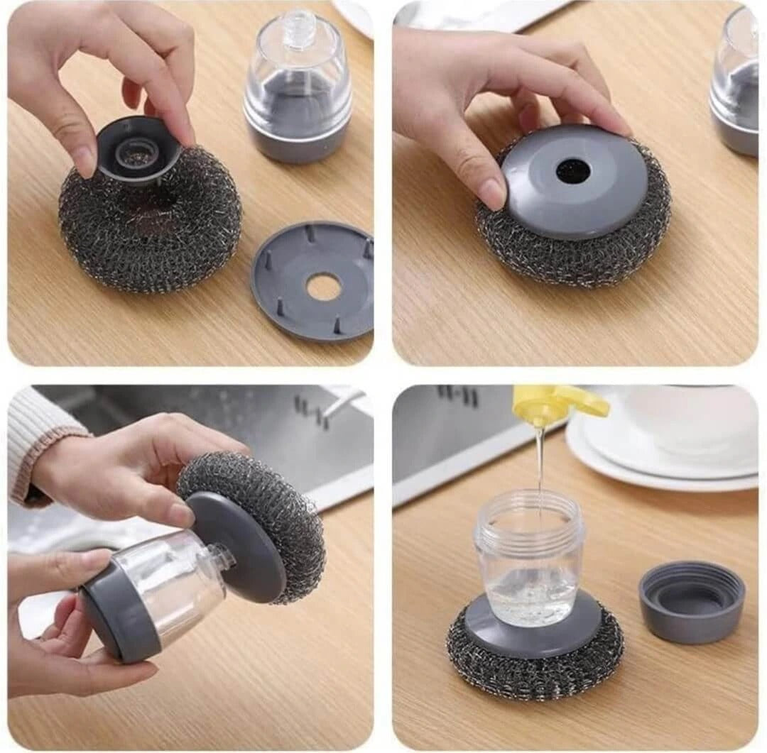 Kitchen Soap Dispensing Palm Brush – Automatic Dish Scrubber for Pots, Pans & Sinks (Non-Scratch)