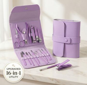 16-in-1 Stainless Steel Nail Care Kit | Professional Manicure, Pedicure & Ear Care Set With Leather Case (Random Color) ✨ 💅