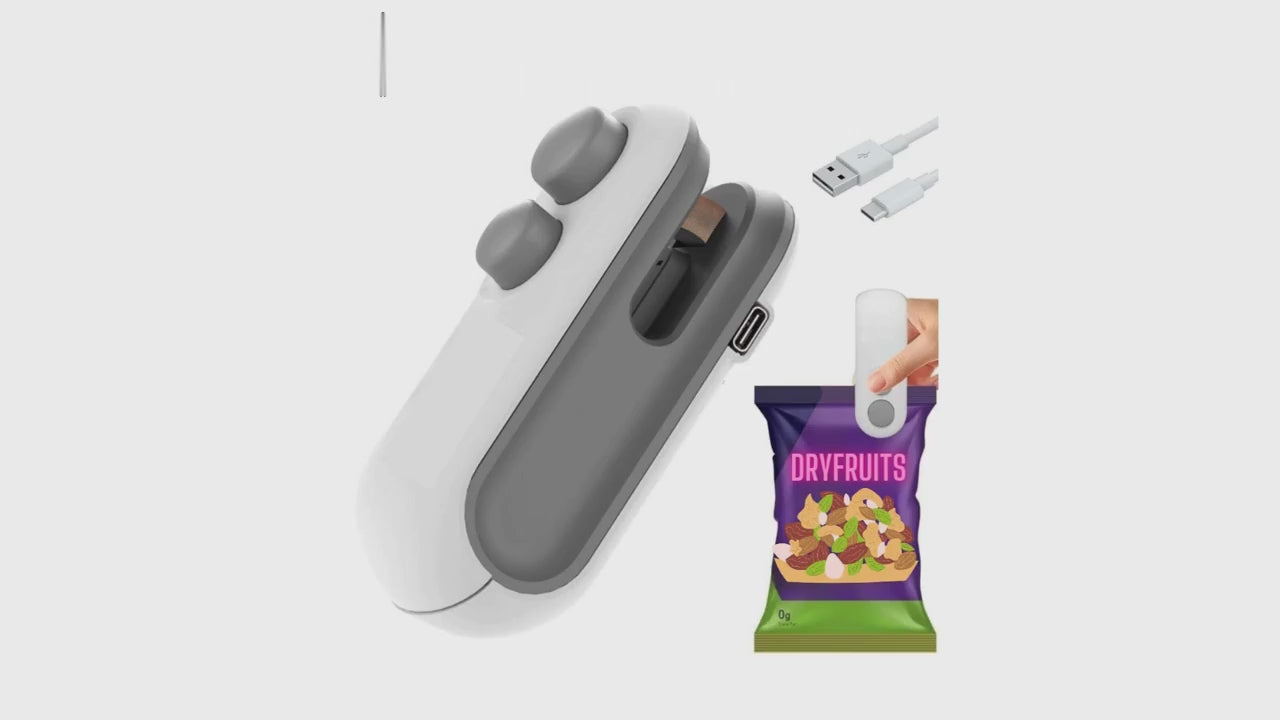 Portable Rechargeable Mini Bag Sealer – 2-in-1 Handheld Heat Sealer & Cutter for Food Storage